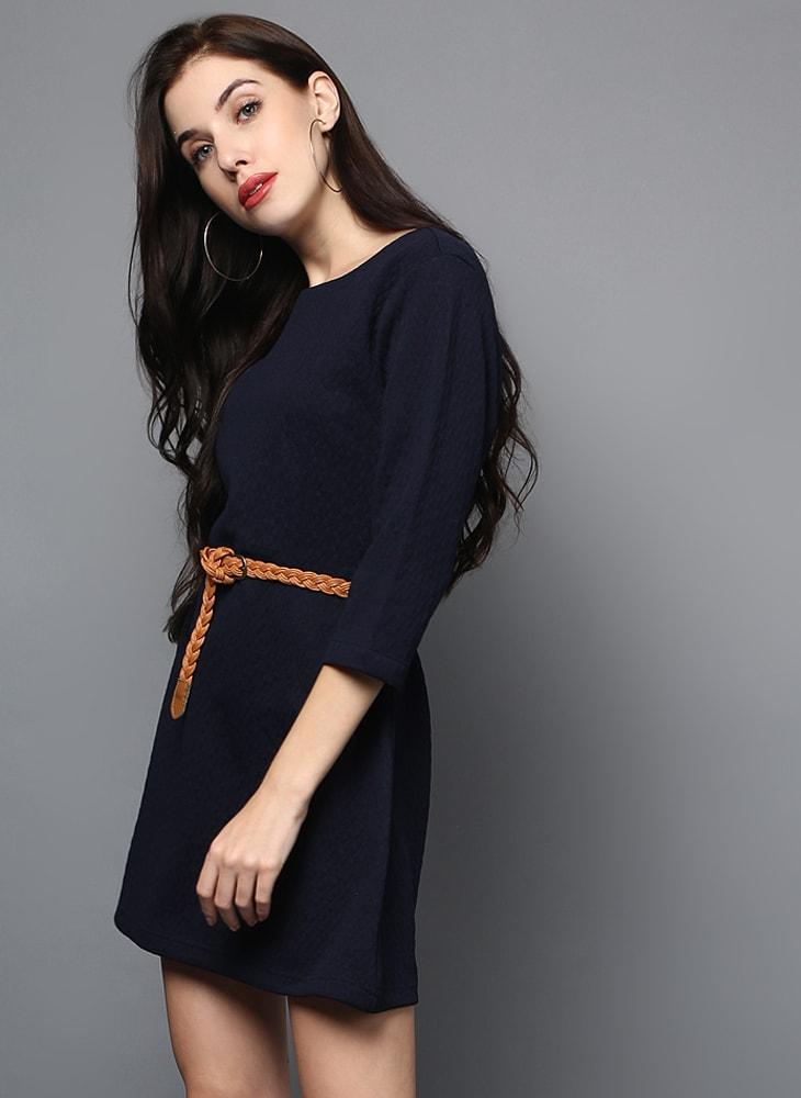 Navy blue double dart dress – Benoit