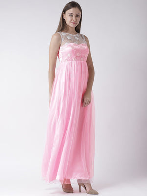 Pastel Pink Gown with Embroidered detail