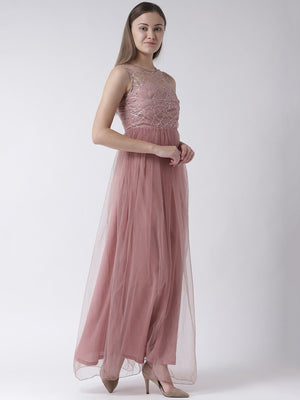 Powder Pink Maxi Dress with Embellished detail