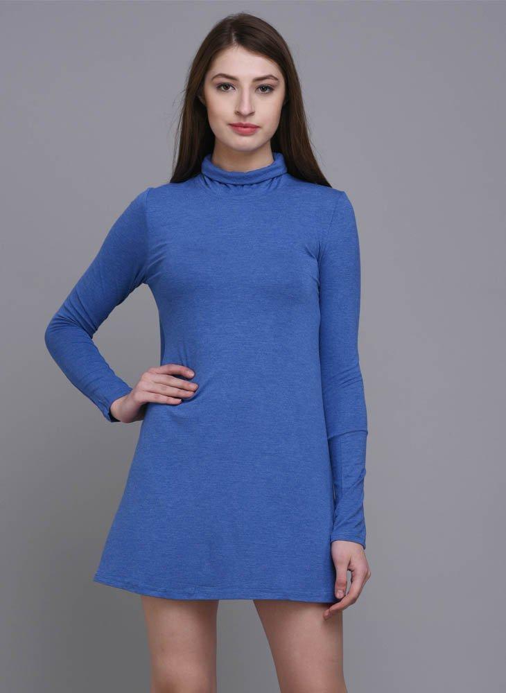 Blue Turtle Neck A-Line Dress – Benoit