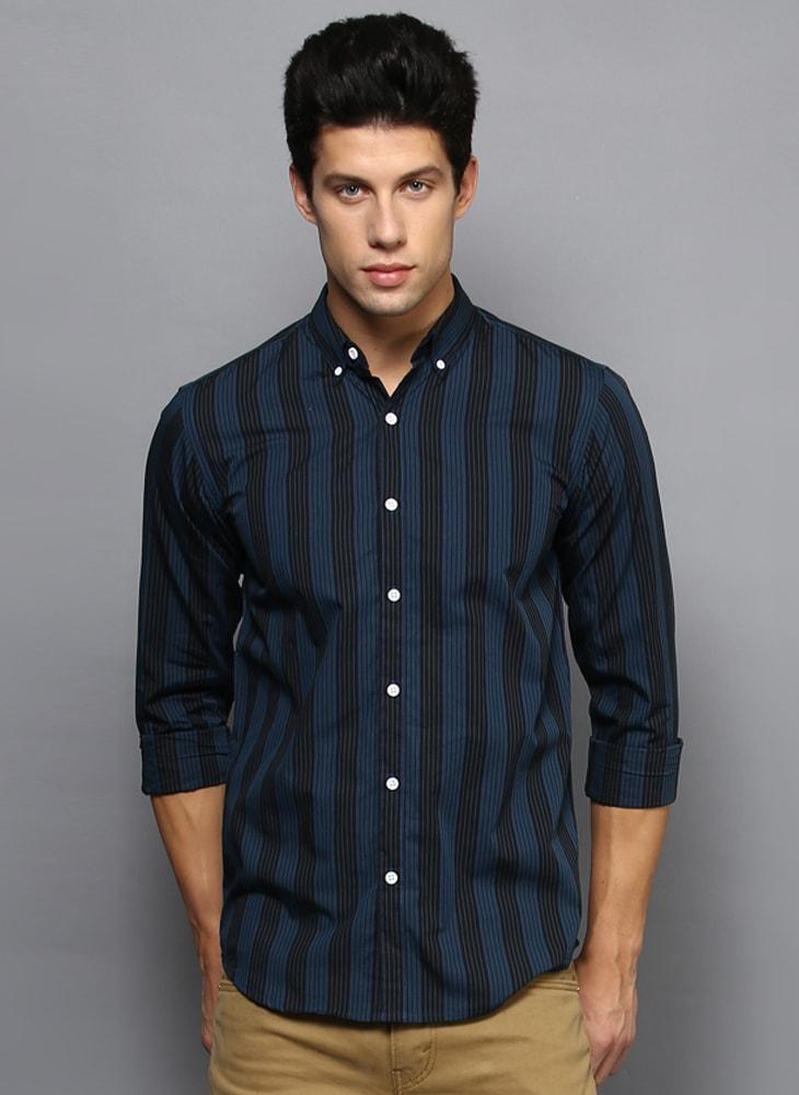Teal Contrast Stripe Shirt