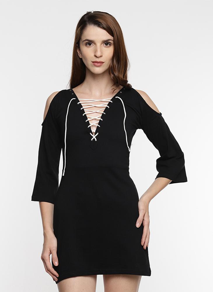 Black Tunic with Tie-Up Detail