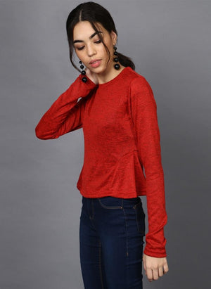 Bright Red Crop Top with Insert Flare
