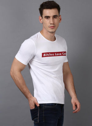 'BITCHES LOVE CAKE' Printed Basic White T-shirt