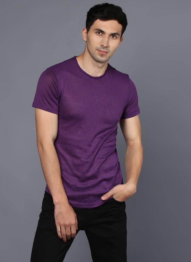 Basic Purple Crew Neck T-Shirt