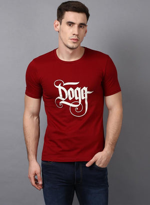 'DOGG' Printed Basic Red T-shirt