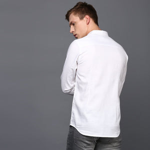 White Pleated Cuff Men's Shirt