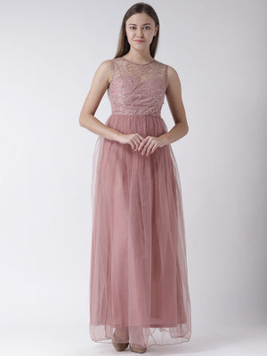 Powder Pink Maxi Dress with Embellished detail
