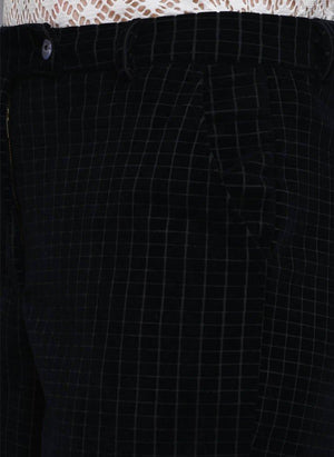 Checkered Velvet Cropped Trousers