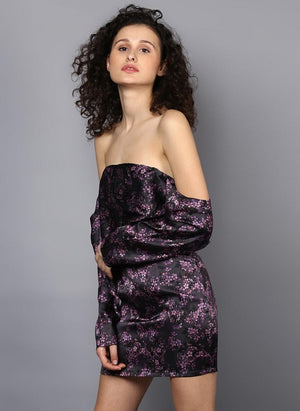Bardot Loose Sleeve Printed Satin Dress