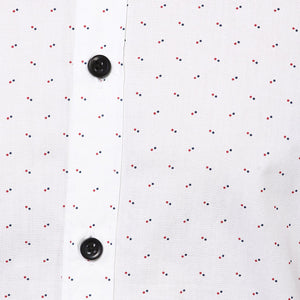 White Contrast Dotted Printed Shirt