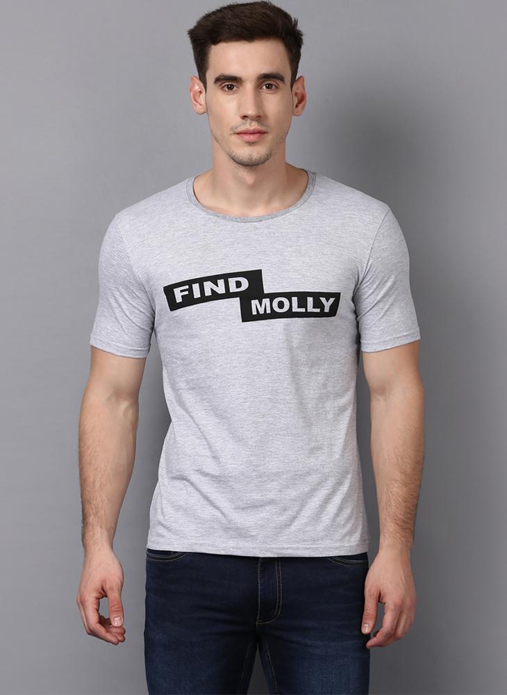 'FIND MOLLY' Printed Basic Grey T-Shirt