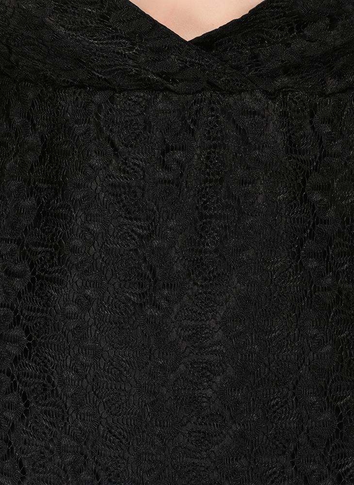 V-Neckline Black Lace Top
