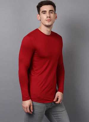 Red Crew Neck Long Sleeved T-shirt