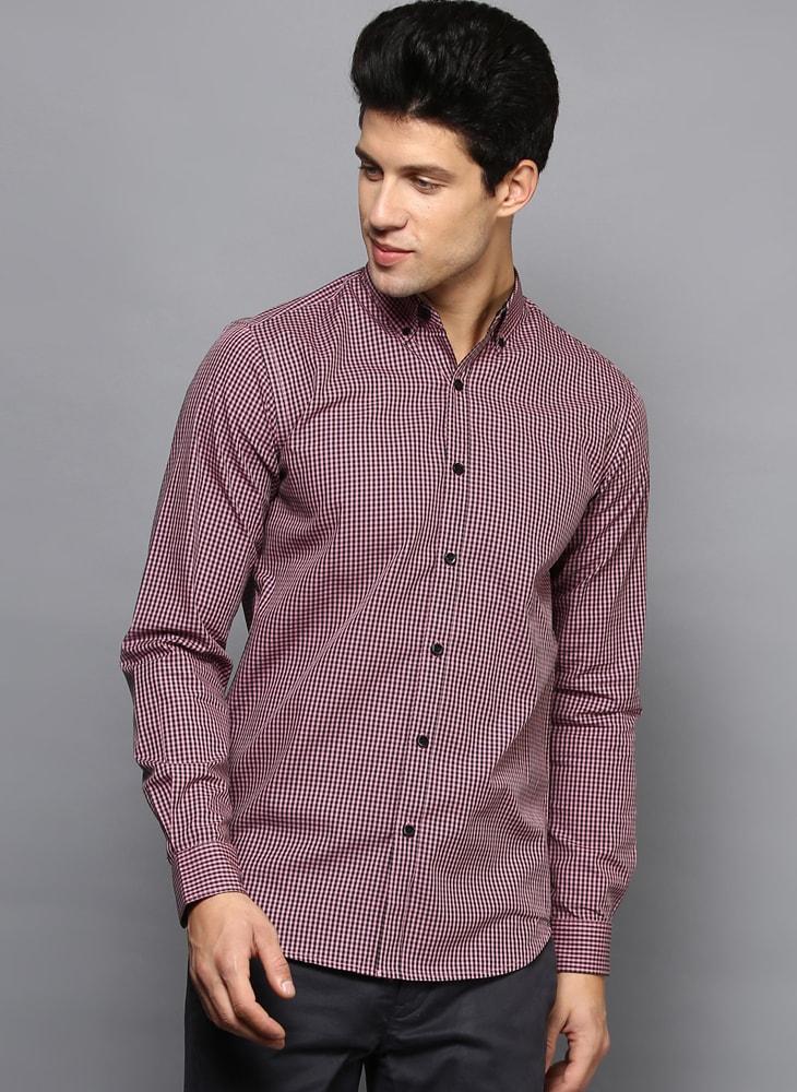 Chambray Black & Pink Checkered Shirt
