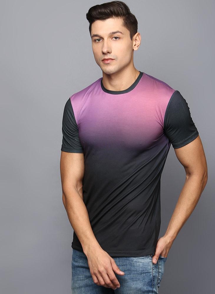 Two-tone Ombre Crew Neck T-shirt
