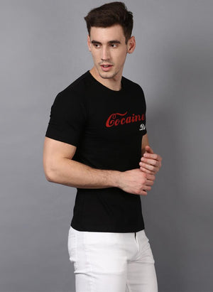 'COCAINE DIET' Printed Basic Black T-Shirt