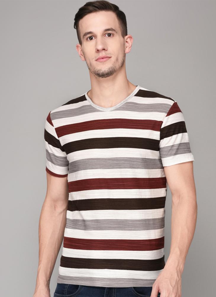 Multi-Coloured Stripe Round Neck T-shirt