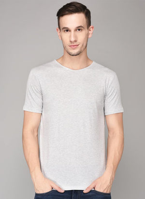 Grey Textured Round Neck T-shirt