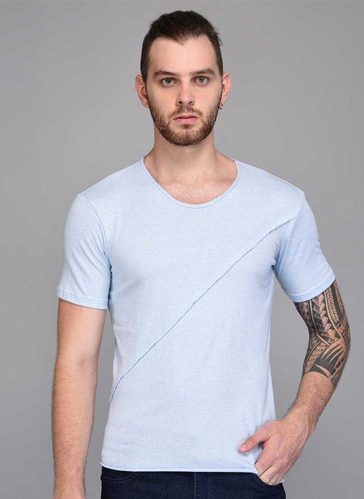 Pastel Blue T-shirt with Piping detail