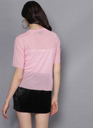 Light Pink Sheer Top with Frill detail