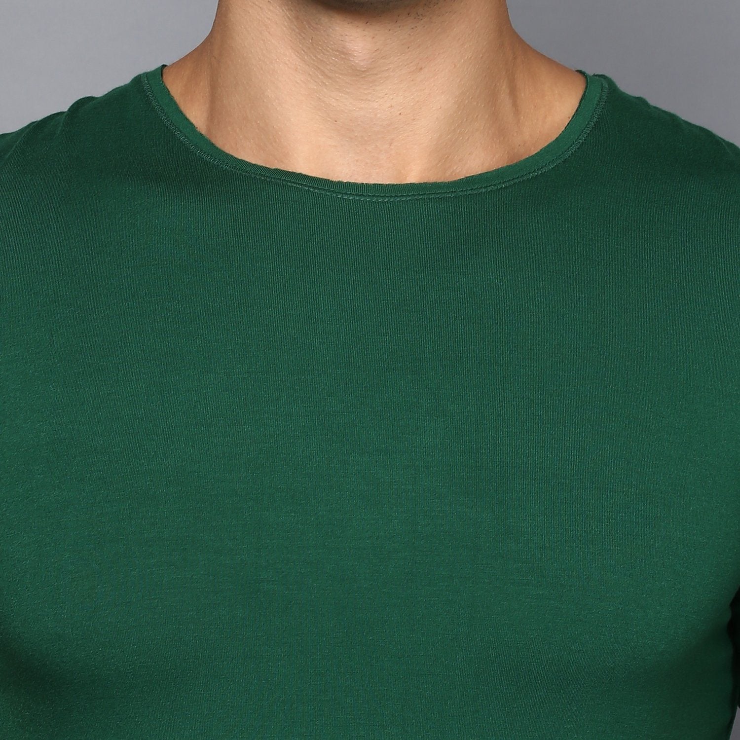 Basic Green Rib Knit T-Shirt