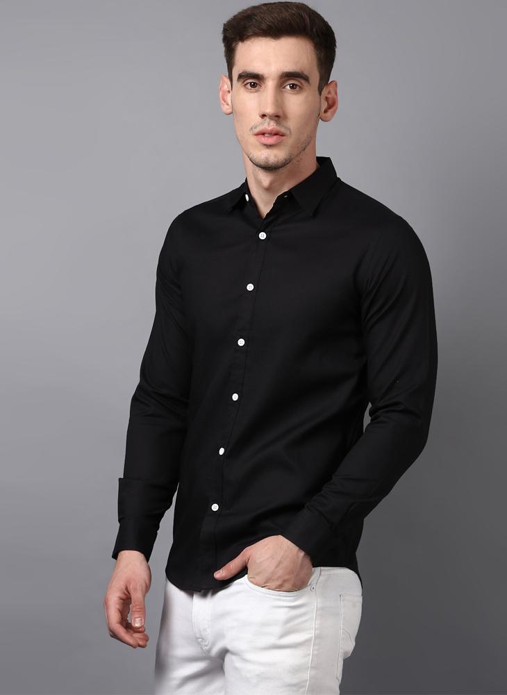 Black Button down Shirt with Contrast White Buttons