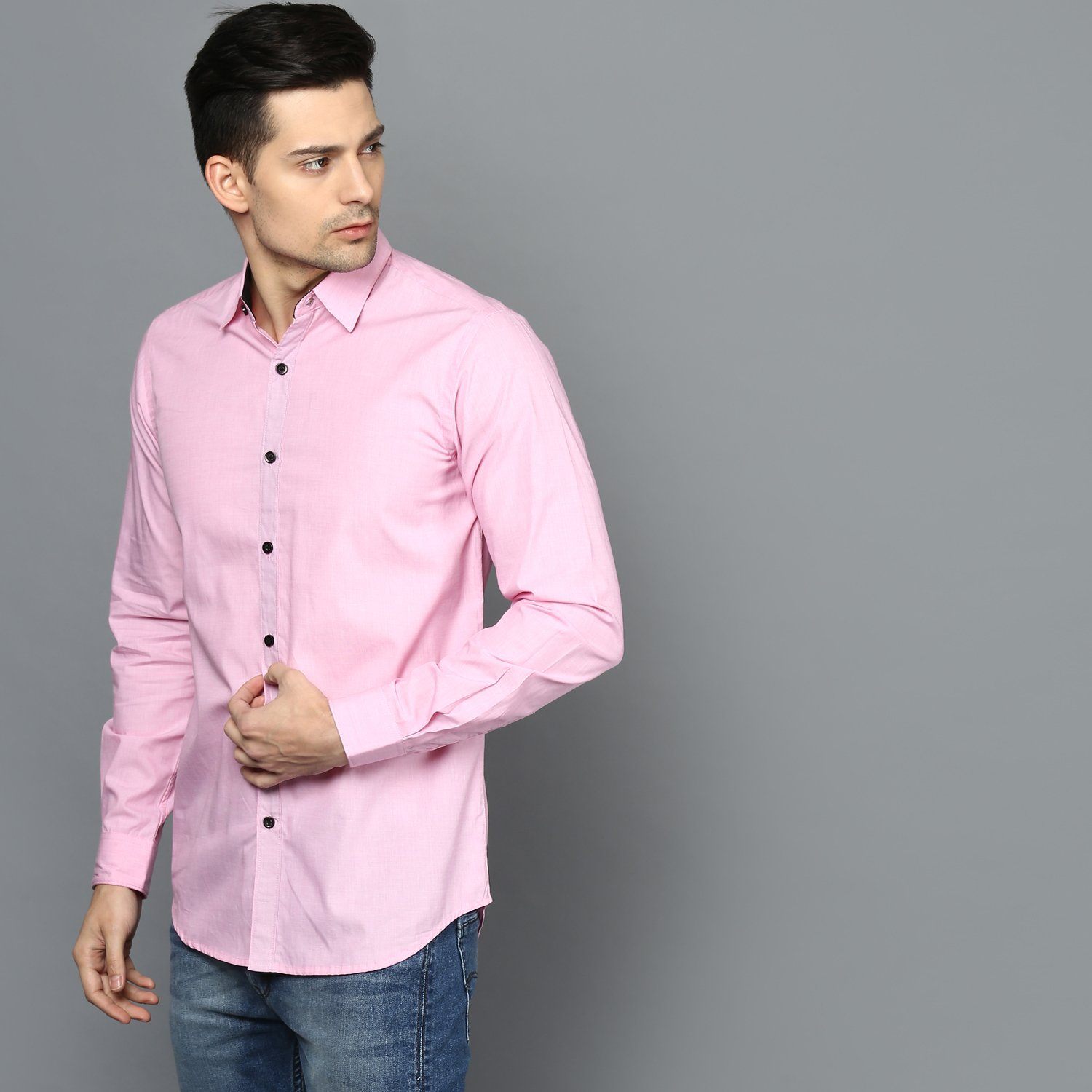 Pastel Pink Button down Shirt with Contrast Buttons