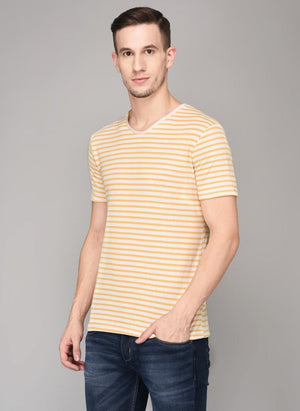 Yellow striped V-Neck T-shirt
