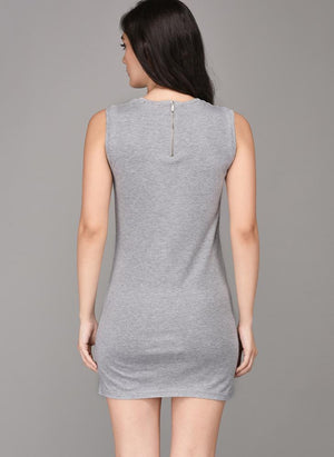 'Lost Lover' Printed Grey Basic Dress