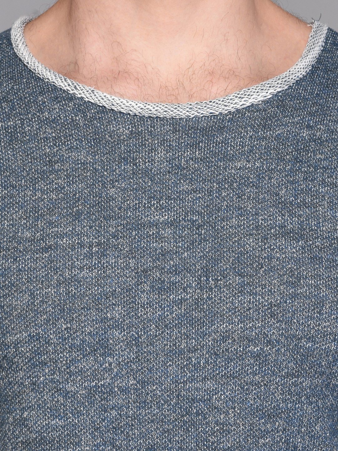 Melange Grey T-shirt with Contrast Rib