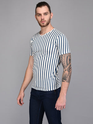 Vertical Striped Blue & White T-shirt