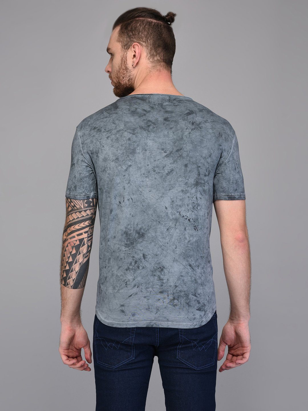 Grey Blast Wash Crew Neck T-shirt