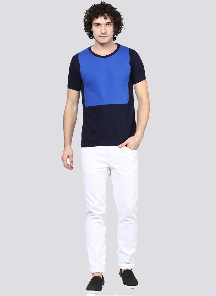 Cut & Sew Basic T-shirt in Blue