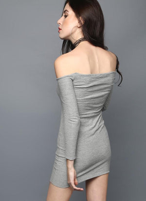 Grey bardot bodycon dress