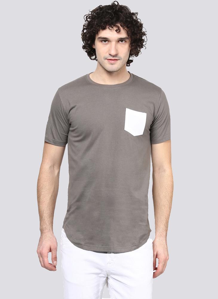 Basic Grey T-Shirt with Contrast Pocket