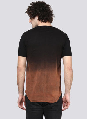 Brown Ombre Faded Crew Neck T-Shirt