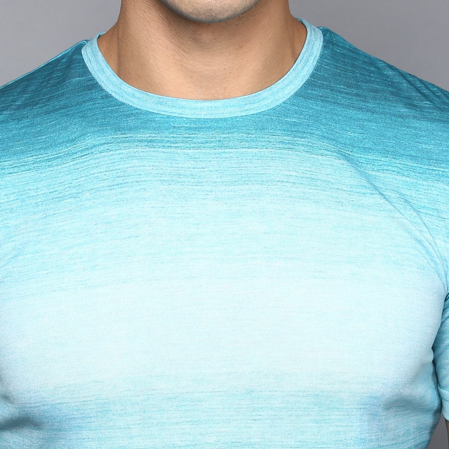 Turquoise Blue Ombre Crew Neck T-Shirt