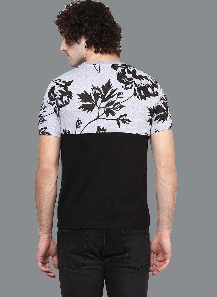 Contrast T-shirt with Floral Chest Print