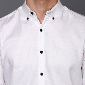 White Pleated Cuff Men's Shirt
