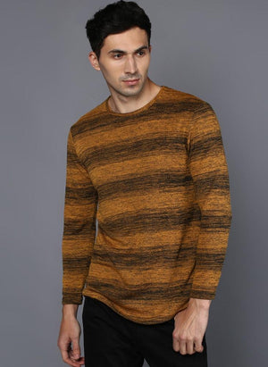Long-Sleeved T-Shirt with  Melange Contrast stripe