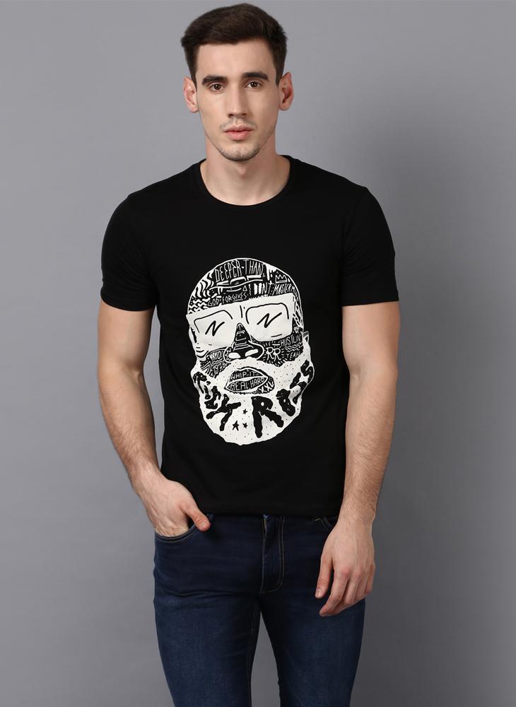 'RICK ROSS' Printed Basic Black T-Shirt