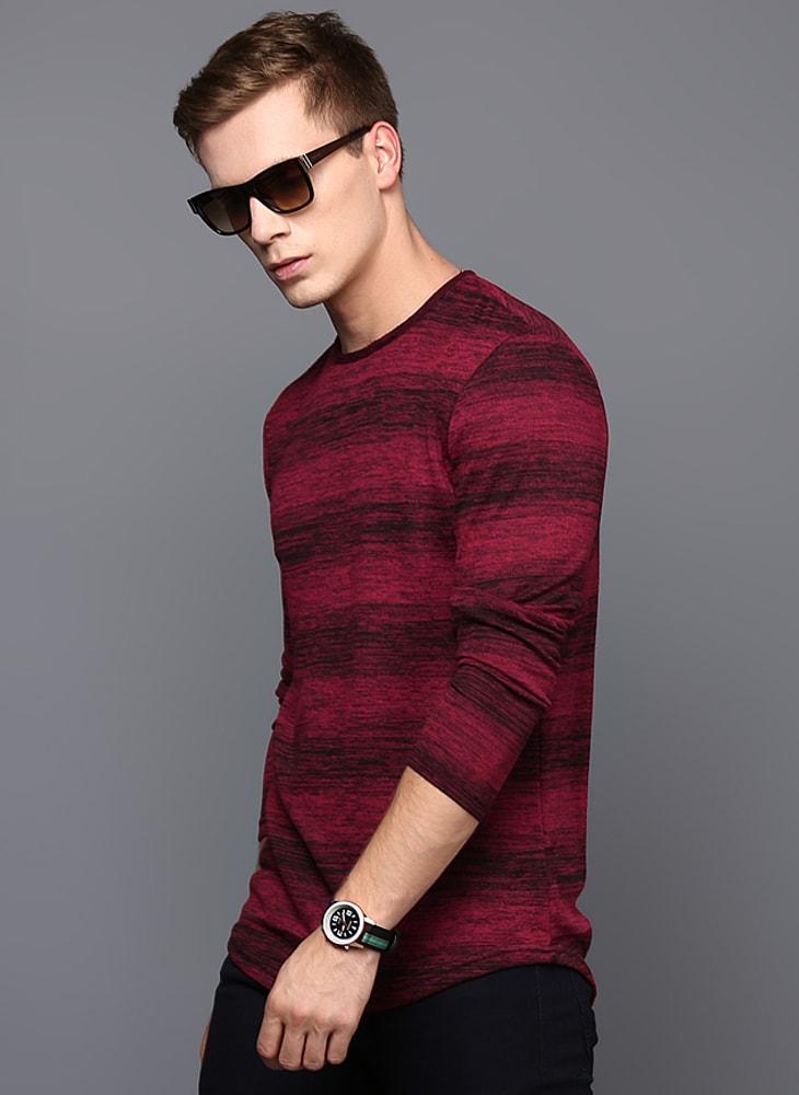 Red & Black Striped  Long Sleeved T-Shirt