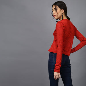 Bright Red Crop Top with Insert Flare
